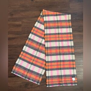 J.Crew Italy Wool Blend Plaid Scarf Multicolor Warm Cozy 75x14.5” Preppy